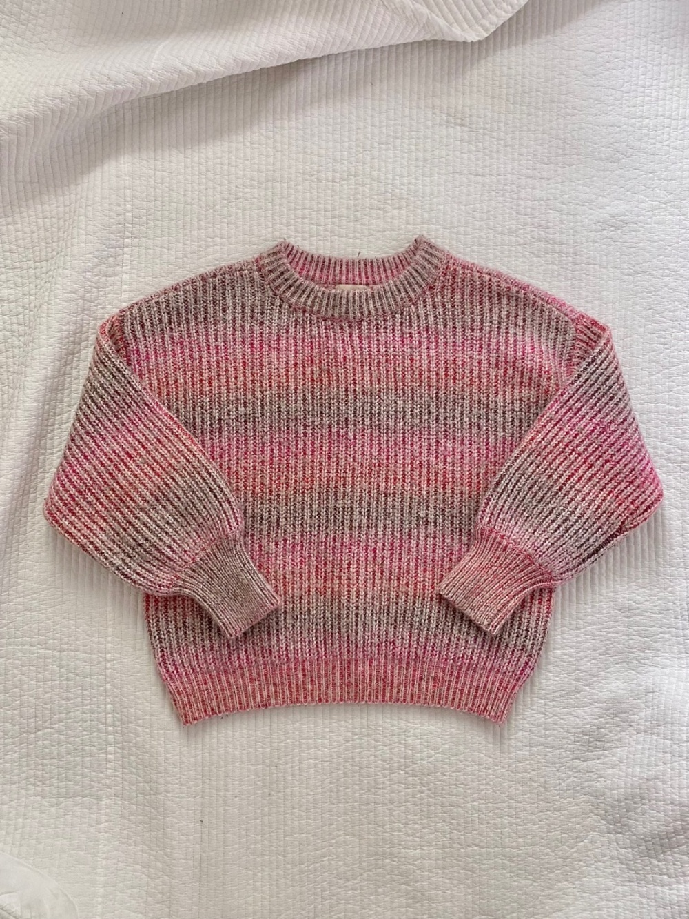 pink ombré ribbed knit sweater